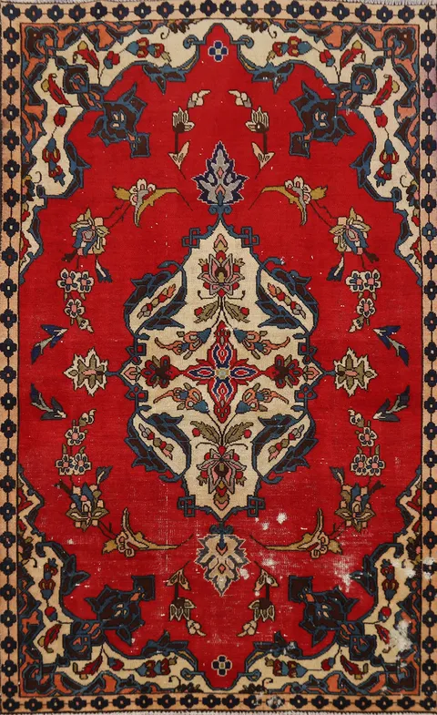 Red Wool Tabriz Persian Rug 4x6