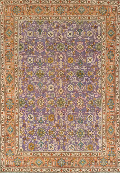 Purple Wool Tabriz Persian Area Rug 7x10