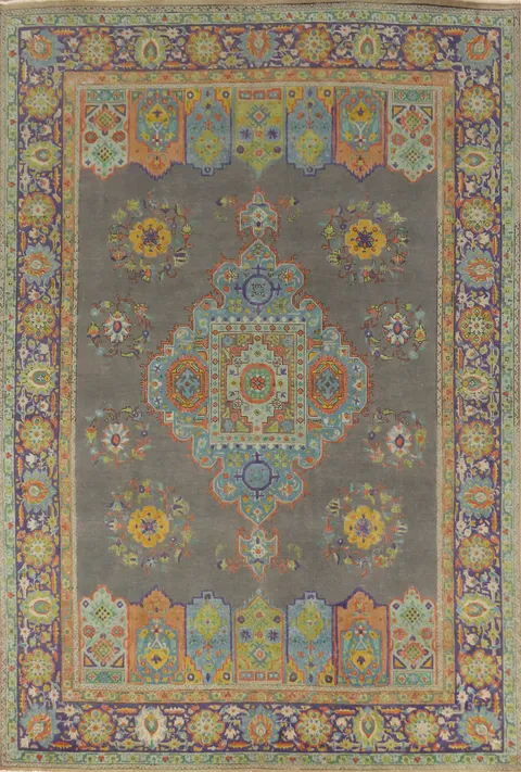 Gray Wool Tabriz Persian Area Rug 8x11