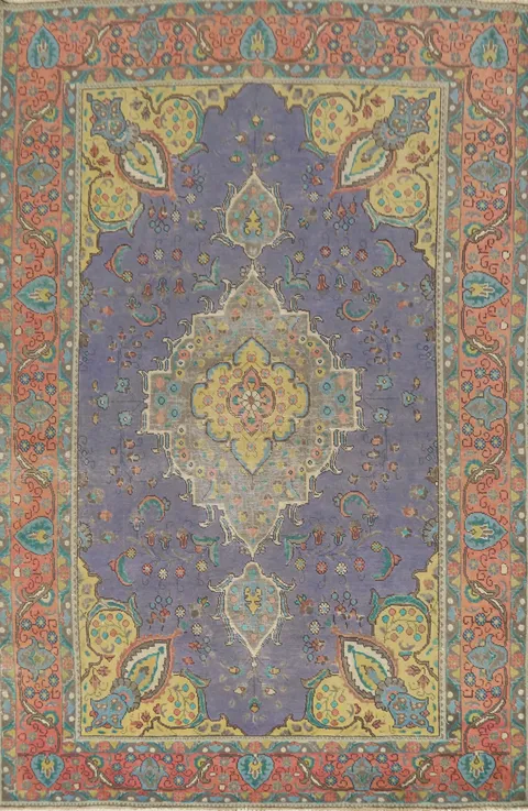 Traditional Purple Tabriz Persian Area Rug 7x10