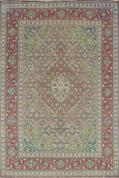 Geometric Wool Tabriz Persian Area Rug 7x10