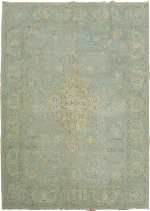 Blue Medallion Wool Tabriz Persian Area Rug 8x12