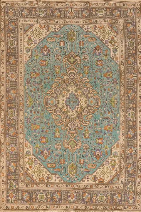 Handmade Blue Tabriz Persian Area Rug 6x9