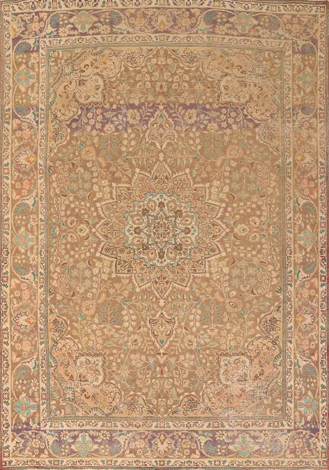 Brown Floral Tabriz Persian Area Rug 8x12