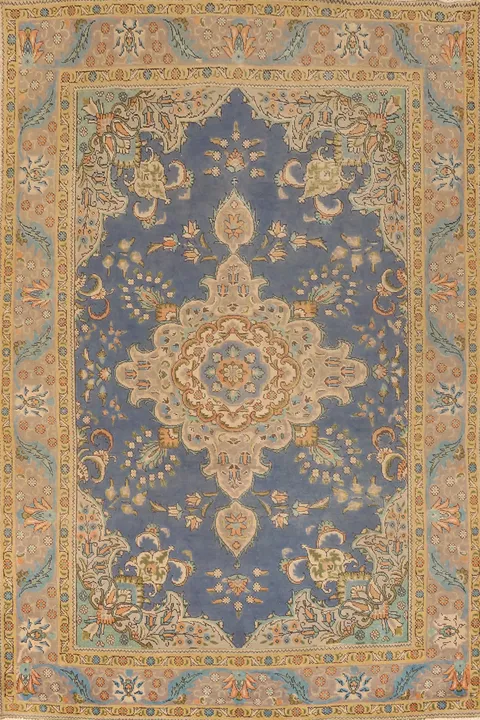 Traditional Blue Tabriz Persian Area Rug 7x10
