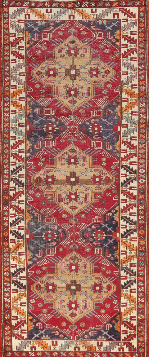 Geometric Tabriz Persian Runner Rug 4x11