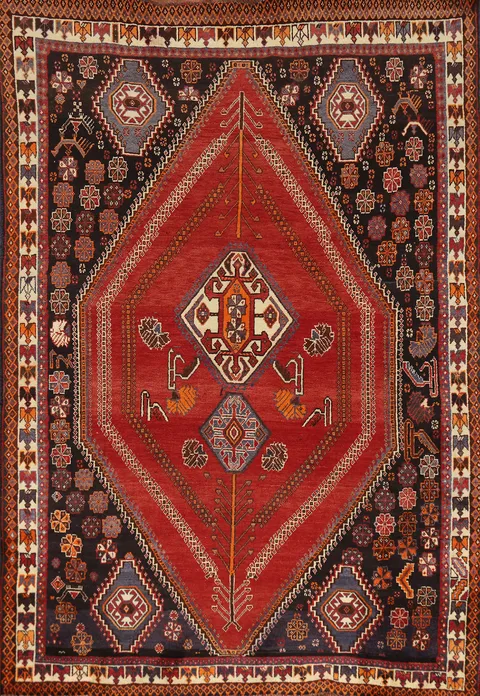 Handmade Red Shiraz Persian Area Rug 5x8