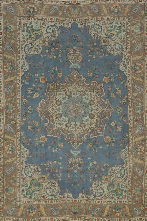 Traditional Blue Tabriz Persian Area Rug 7x10
