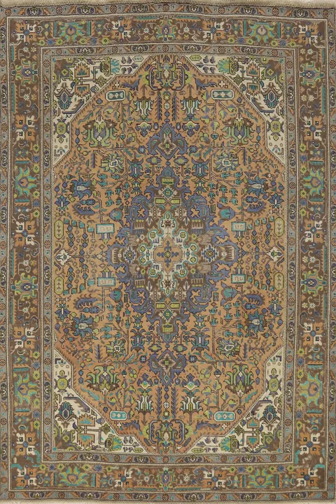 Vintage Wool Tabriz Persian Area Rug 7x10