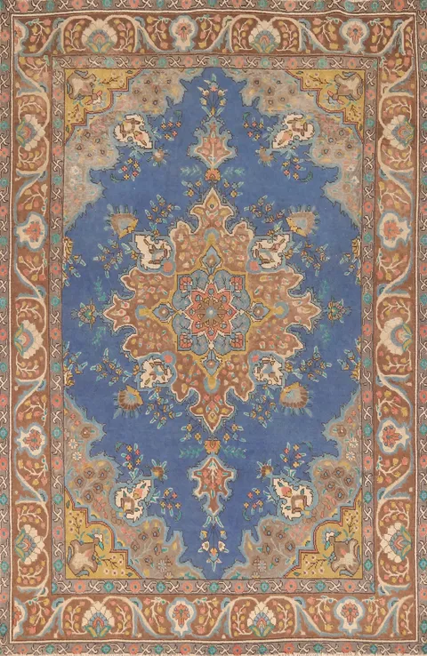 Traditional Blue Tabriz Persian Area Rug 6x9
