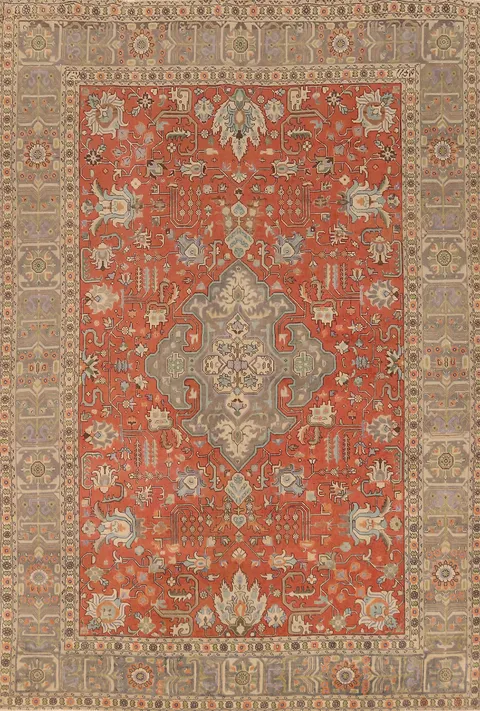 Geometric Wool Tabriz Persian Area Rug 8x11