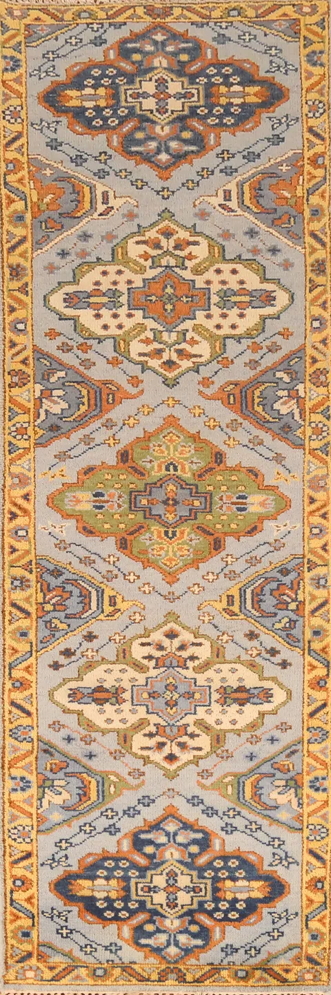 Geometric Heriz Serapi Indian Runner Rug 3x10