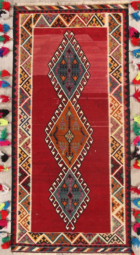 4x9 Kilim Shiraz Persian Rug Runner