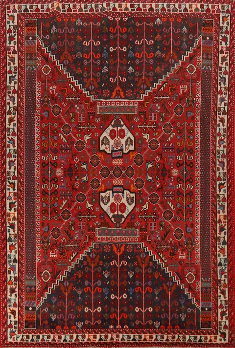 Tribal Wool Geometric Shiraz Persian Area Rug 7x9