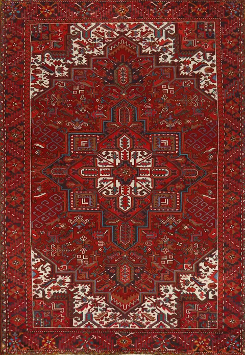 Red Geometric Heriz Persian Area Rug 8x12