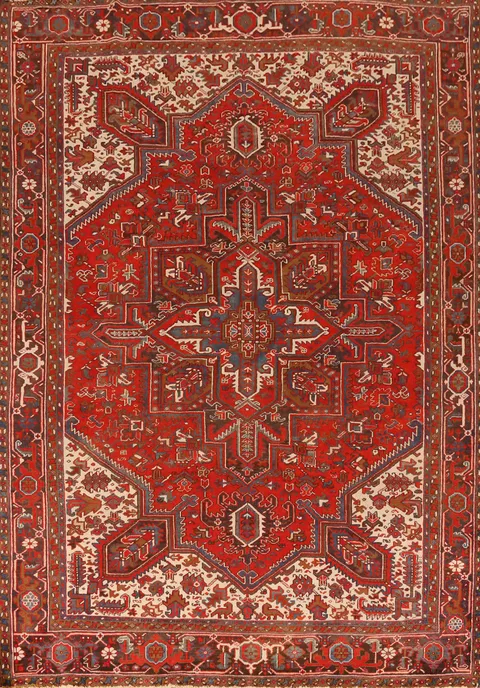 Red Geometric Heriz Persian Area Rug 8x11