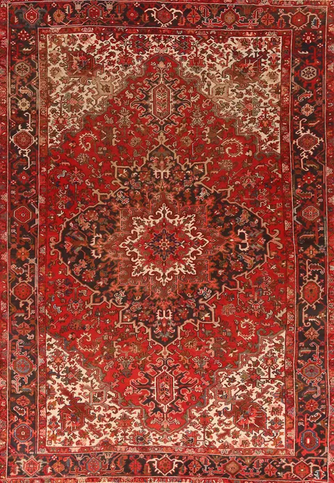 Vintage Red Medallion Heriz Persian Area Rug 10x13