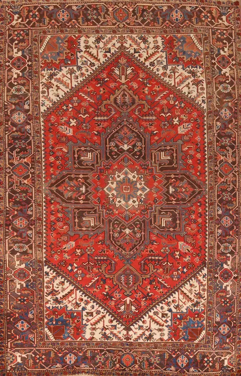 Geometric Heriz Persian Area Rug 7x10