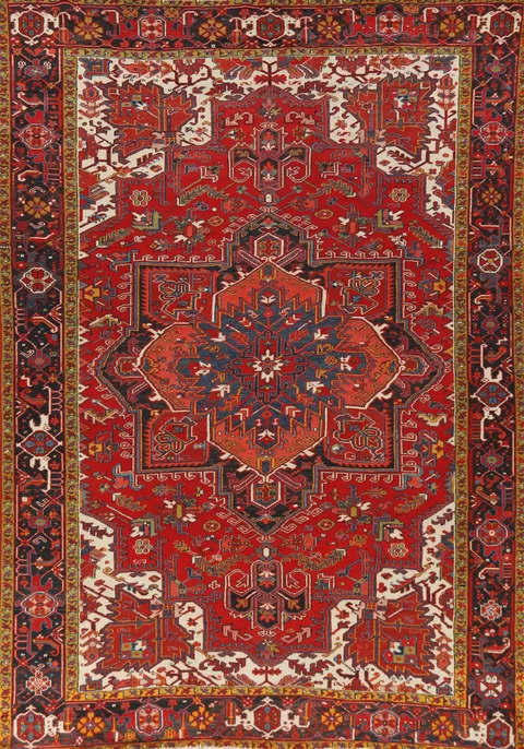 Vintage Geometric Heriz Persian Area Rug 8x11