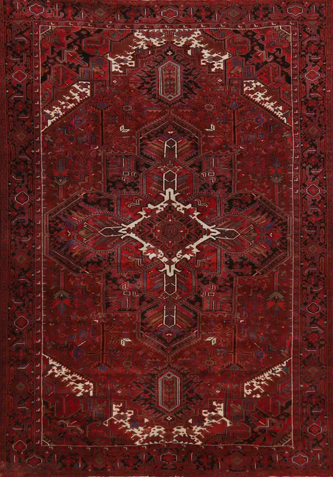 Red Geometric Heriz Persian Area Rug 10x13