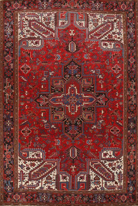 Geometric Red Heriz Persian Area Rug 8x11