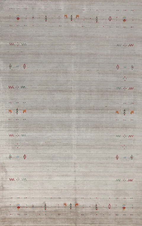 Little Animals Silk Gabbeh Oriental Area Rug 6x9