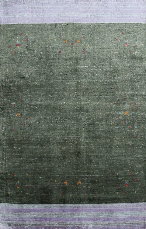 Green Silk Gabbeh Oriental Area Rug 5x8