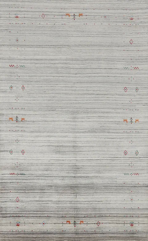 Silver Gray Gabbeh Oriental Area Rug 5x8