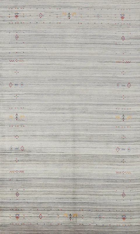 Silver Gray Wool Gabbeh Oriental Area Rug 5x8
