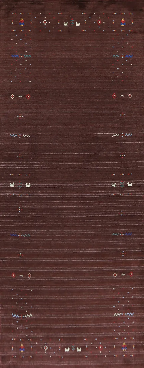 Silk Gabbeh Oriental Runner Rug 4x9