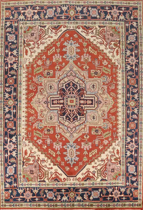 Orange Wool Heriz Serapi Indian Area Rug 8x10
