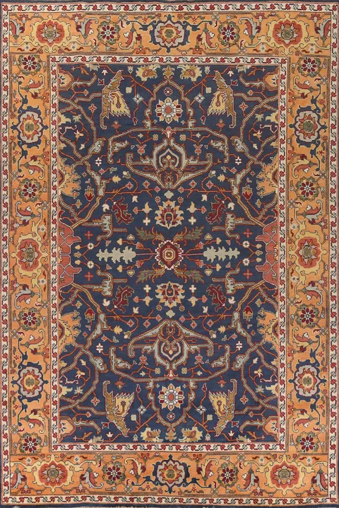 Handmade Blue Heriz Serapi Indian Large Rug 10x14