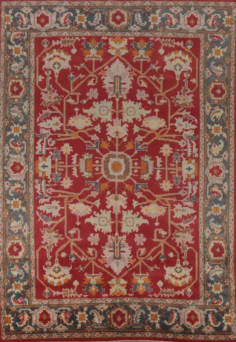 Geometric Red Heriz Serapi Indian Area Rug 9x12