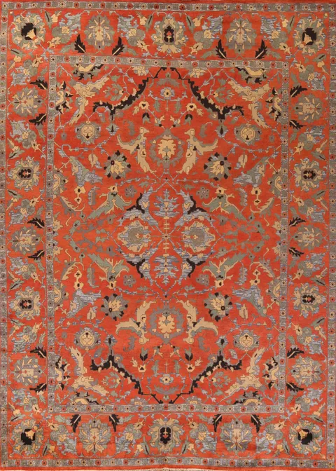 All-Over Floral Heriz Serapi Indian Large Rug 12x15