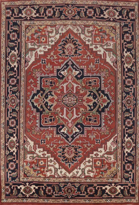 Geometric Heriz Serapi Indian Area Rug 8x10
