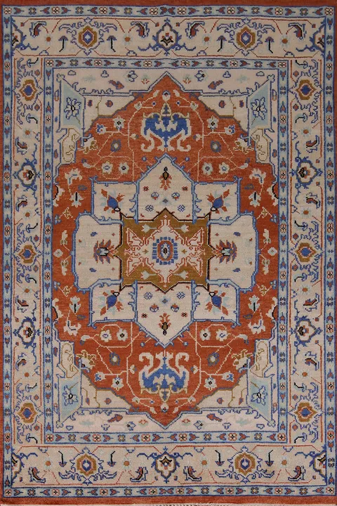 Orange Wool Oushak Indian Area Rug 8x11