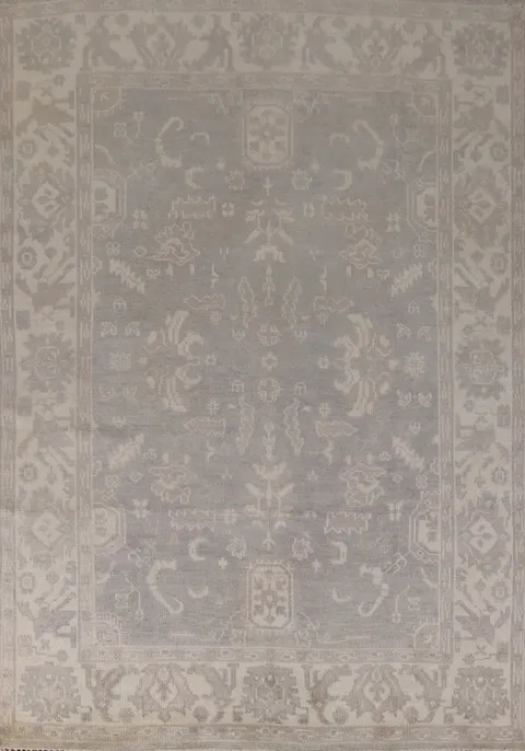 Silver Gray Oushak Indian Area Rug 8x10