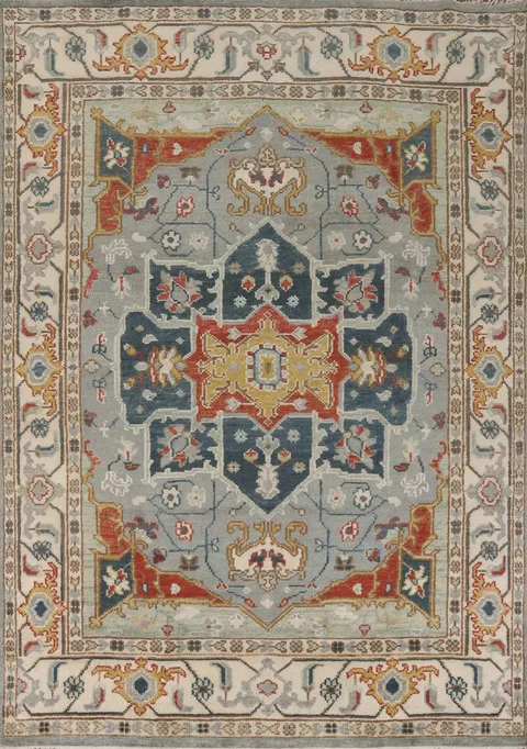 Light Gray Wool Oushak Indian Area Rug 8x10