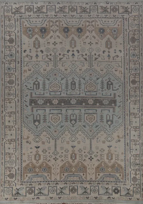 Light Blue Geometric Oushak Indian Area Rug 9x12