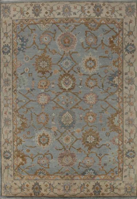 All-Over Floral Gray Oushak Indian Area Rug 8x10