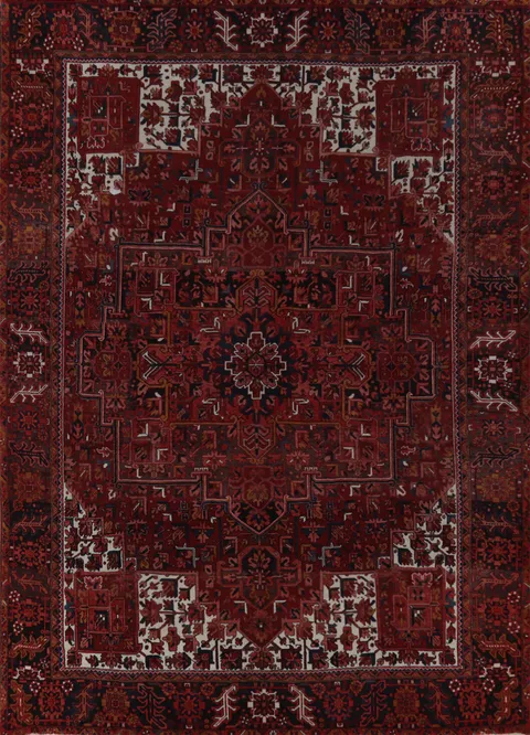 Handmade Red Heriz Persian Area Rug 10x13