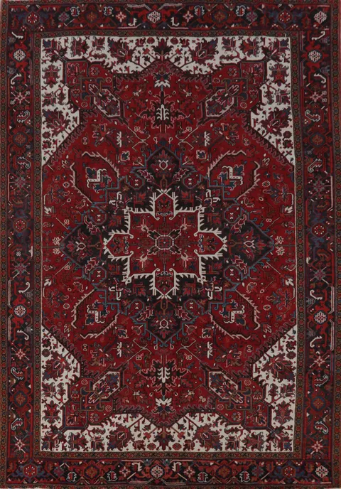 Vintage Wool Heriz Persian Area Rug 9x11