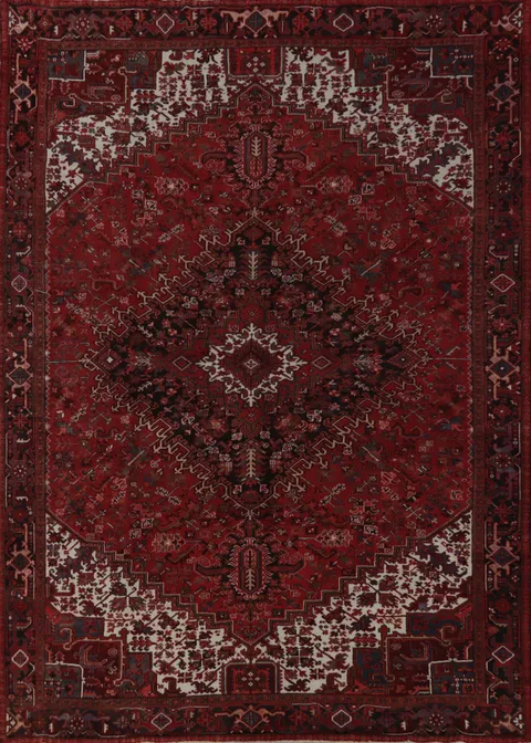 Geometric Wool Medallion Heriz Persian Area Rug 10x13