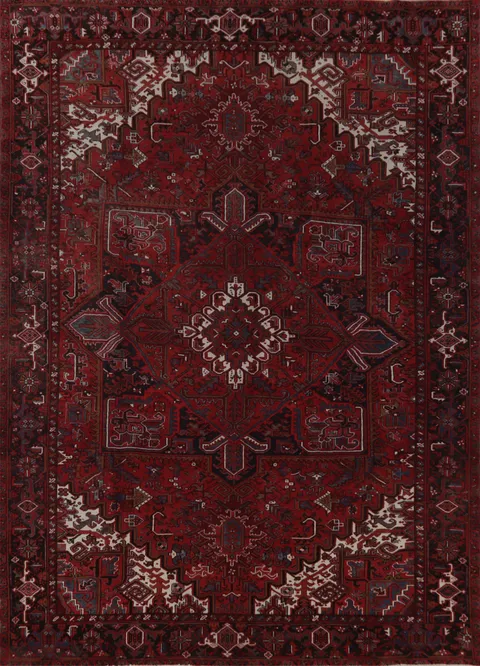 Geometric Red Heriz Persian Area Rug 10x13
