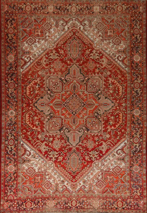 Handmade Wool Heriz Persian Area Rug 10x13