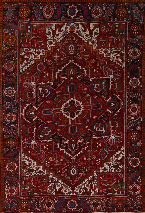 Red Geometric Heriz Serapi Persian Area Rug 8x11