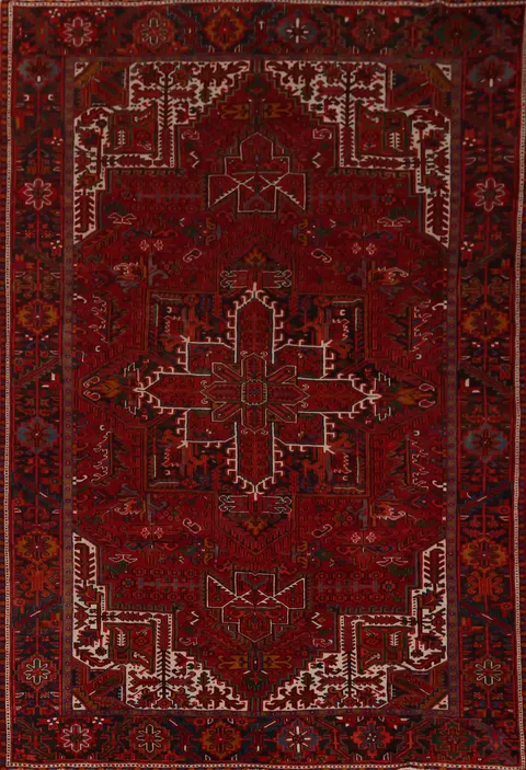 Vintage Red Heriz Persian Area Rug 8x11