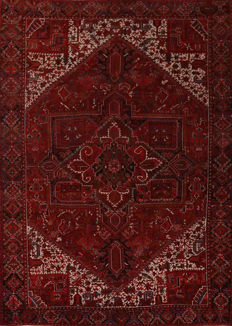 Red Geometric Heriz Persian Area Rug 10x13