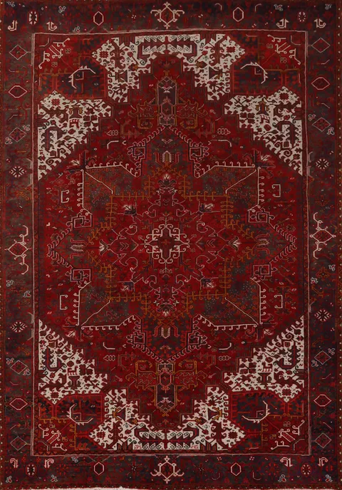 Handmade Red Heriz Persian Area Rug 10x13