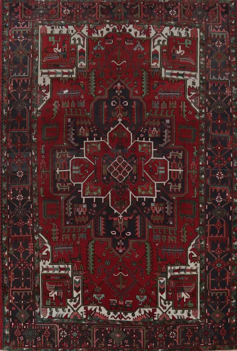Geometric Red Heriz Persian Area Rug 8x11
